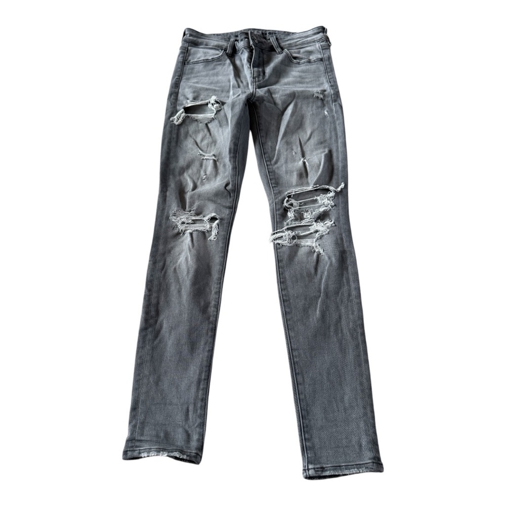 American Eagle Distressed Gray Jeans Size 4